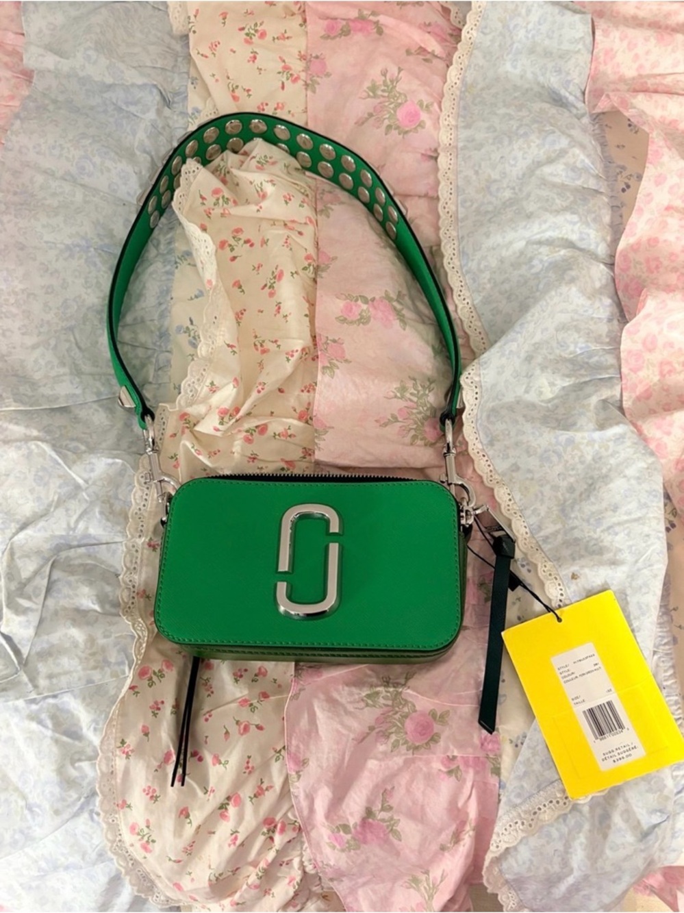 Marc Jacobs Green Leather Snapshot Camera Crossbody Bag with Silver Hardware NWT